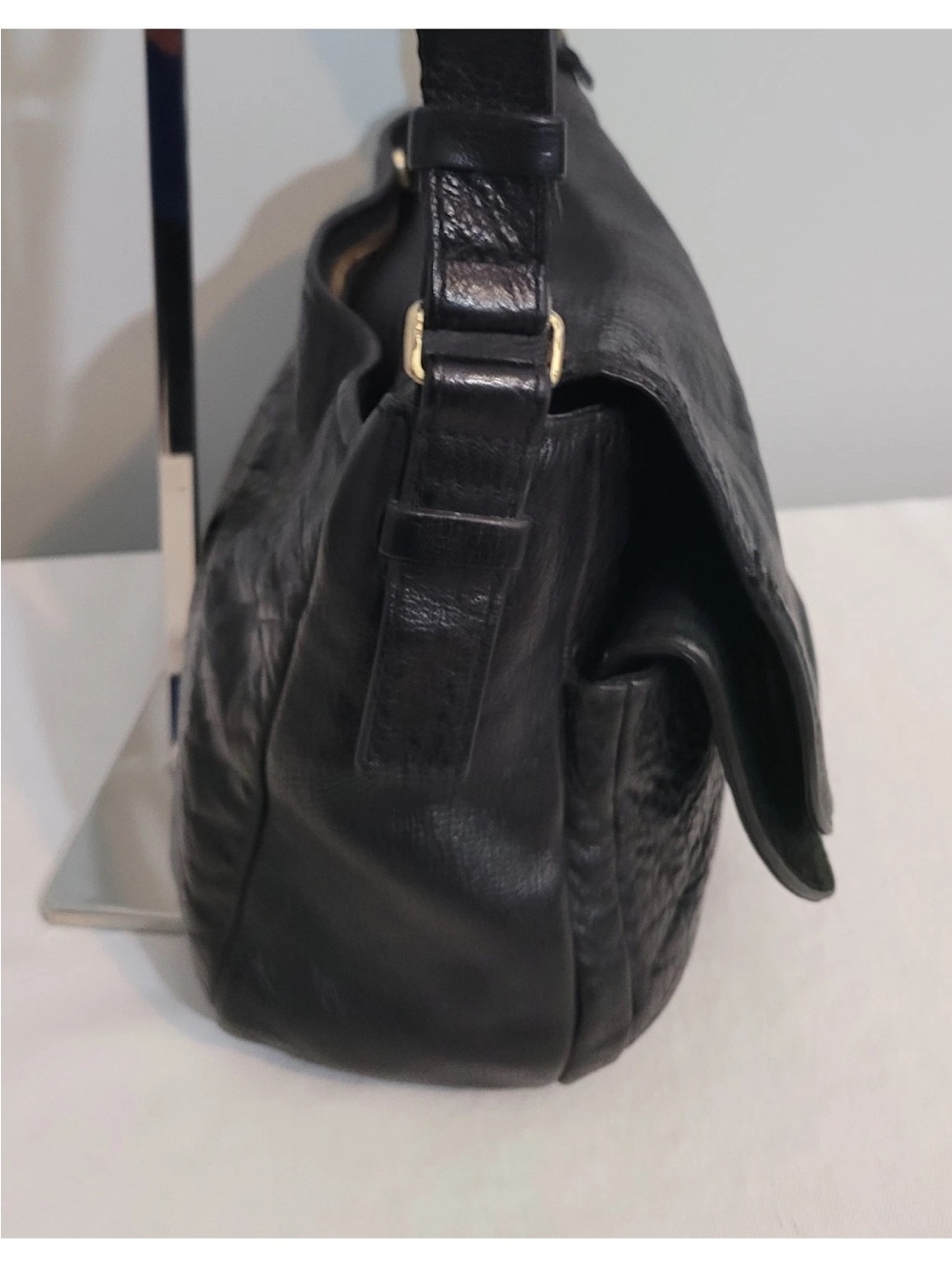 Fossil Peyton Black Leather Crossbody Shoulder Bag Souble Flap - Picture 2 of 16
